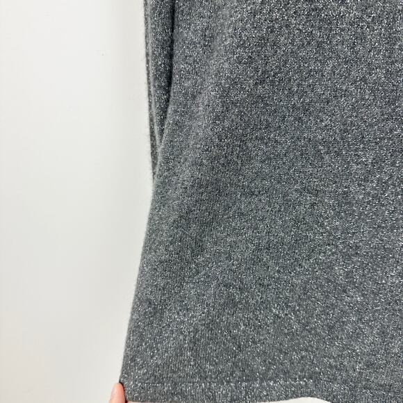 Ann Taylor Cashmere Sweater Long Sleeve Metallic Gray Classic Minimalist XS - Picture 3 of 10